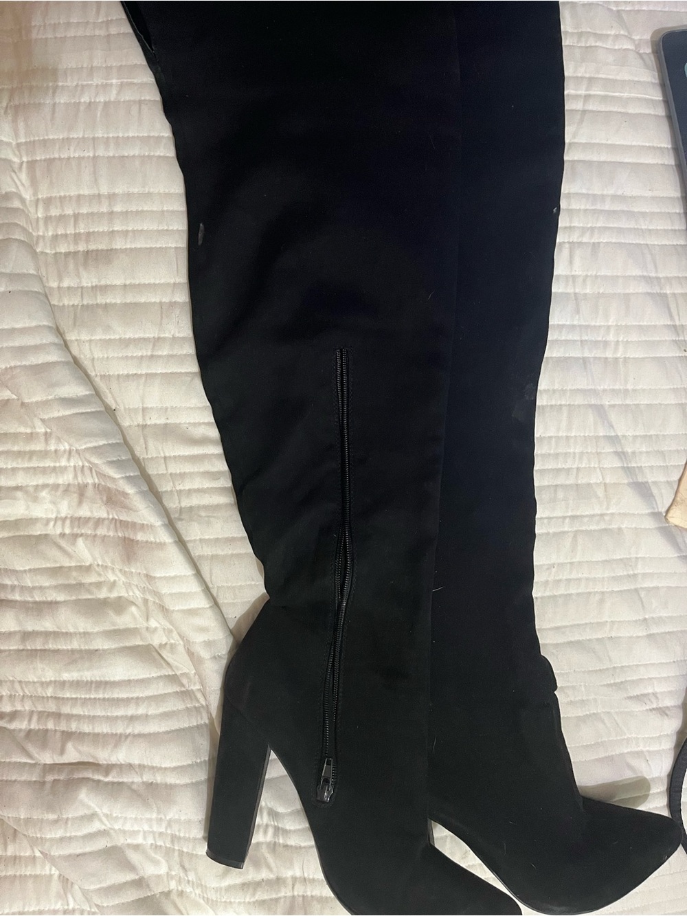 BAMBOO Black Over-the-Knee Block Heel Boots